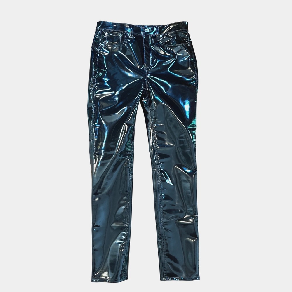 Rag & Bone Patent Leather Pants Womens 30 Black Skinny Grunge Chic Trendy